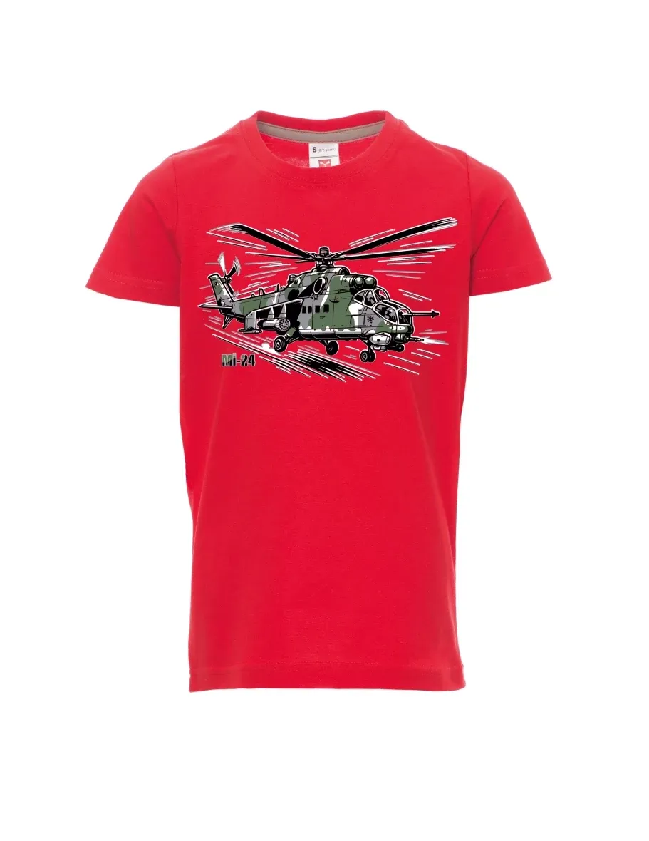 Dziecięcy t-shirt czerwony Śmigłowiec Mi-24