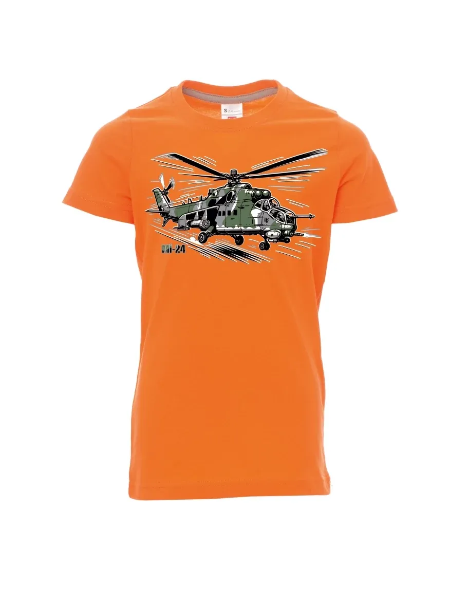 Dziecięcy t-shirt pomarańczowy Śmigłowiec Mi-24