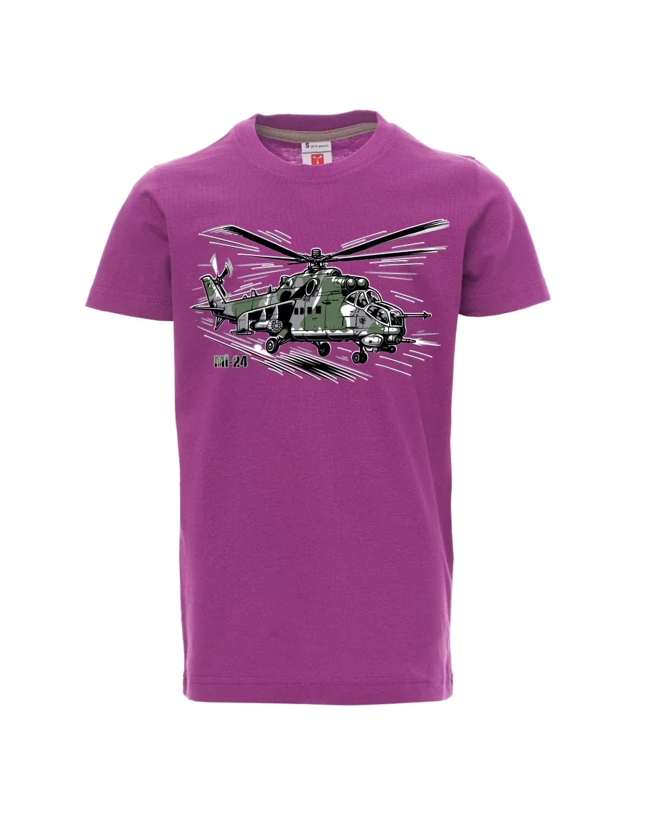 Dziecięcy t-shirt purpurowy Śmigłowiec Mi-24