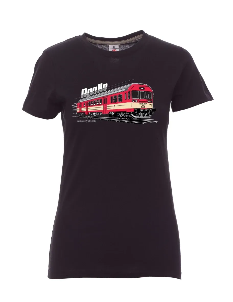 Damski t-shirt czarny Wagon silnikowy 843 „Apollo“