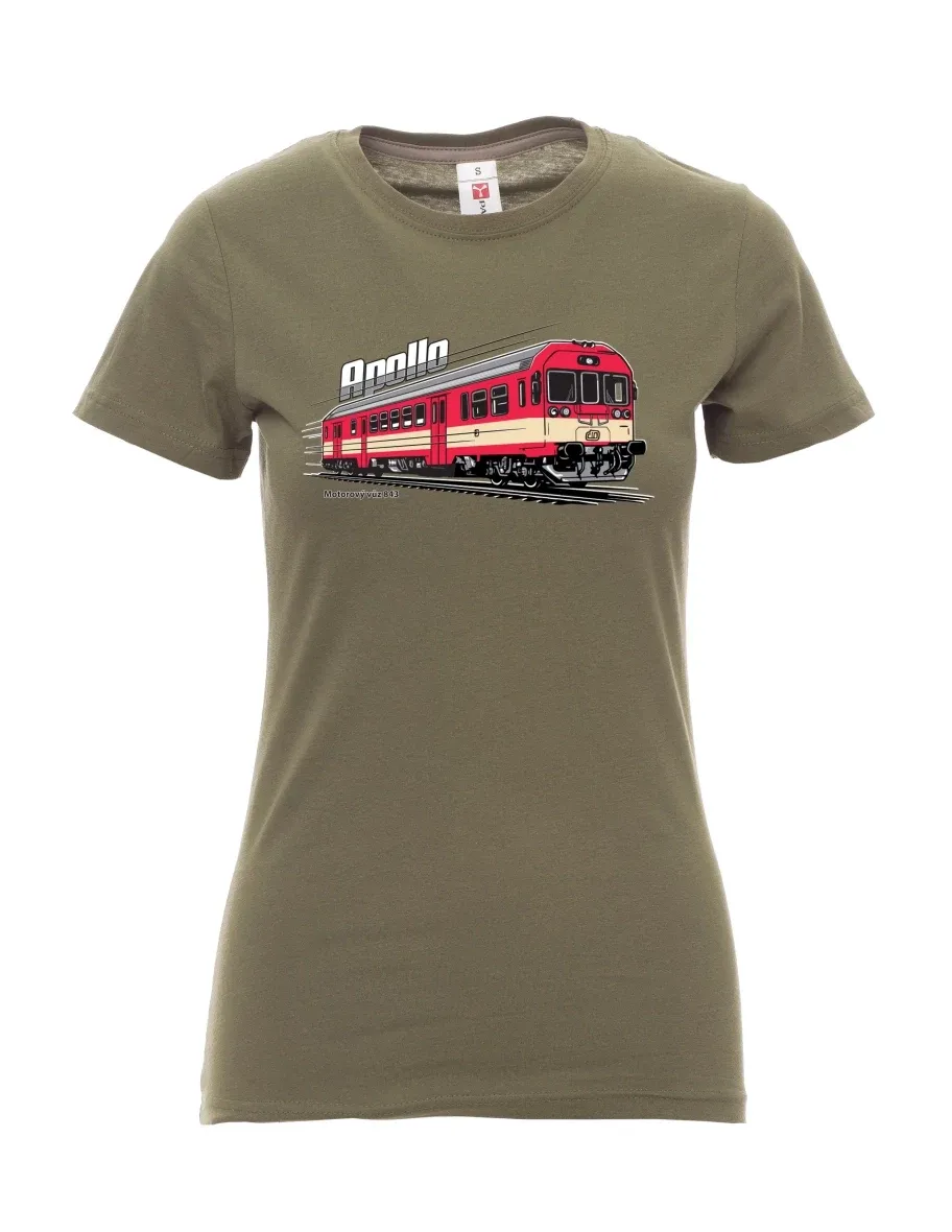 Damski t-shirt khaki Wagon silnikowy 843 „Apollo“