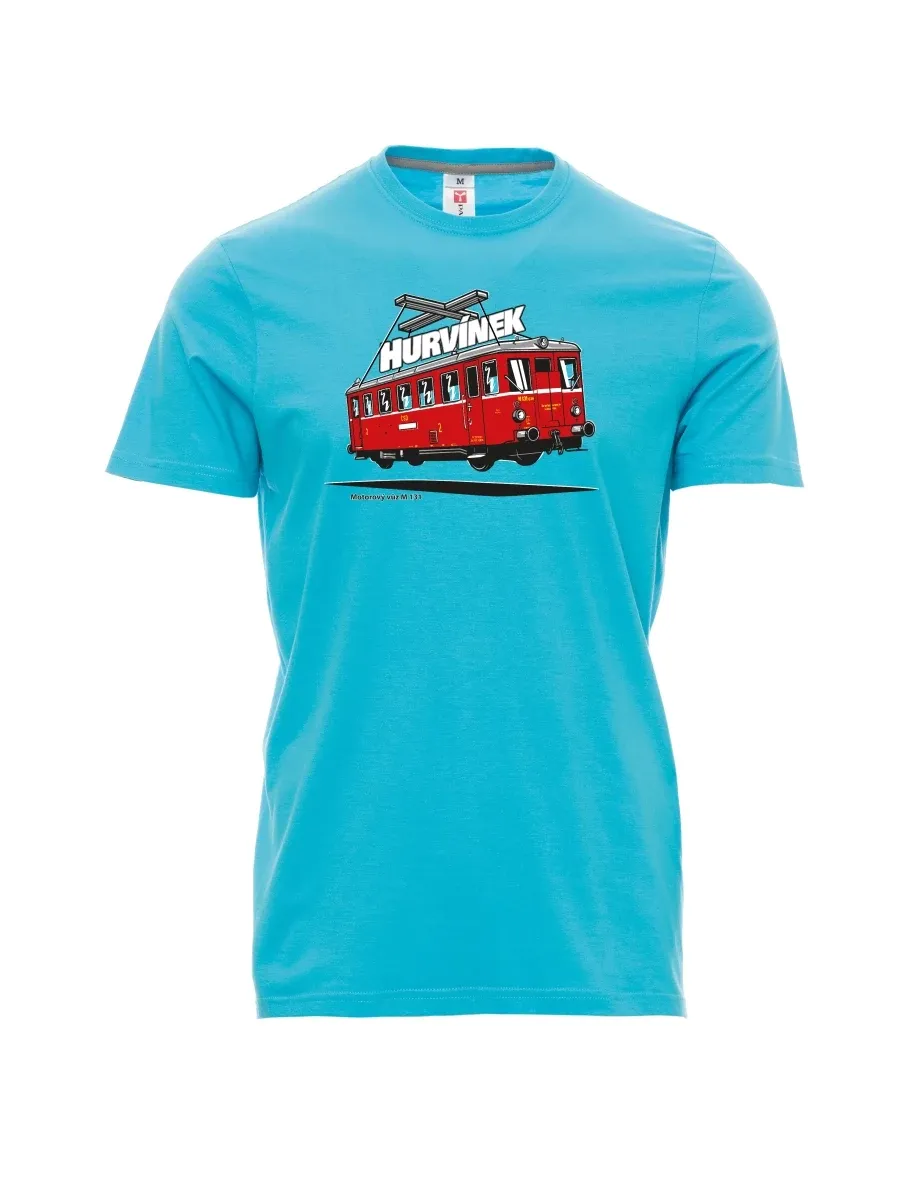 Męski t-shirt turkusowy Wagon silnikowy M 131 „Hurvínek“