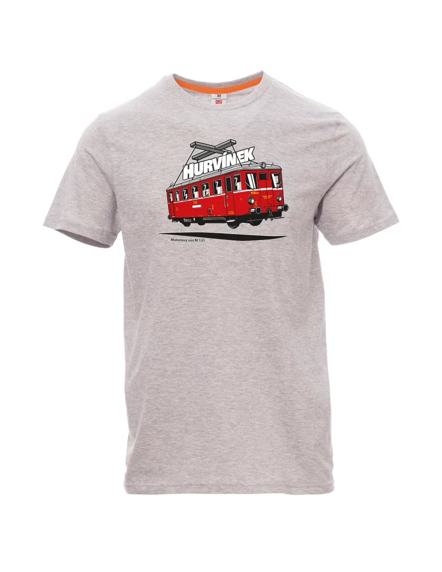 Męski t-shirt szary melanż Wagon silnikowy M 131 „Hurvínek“