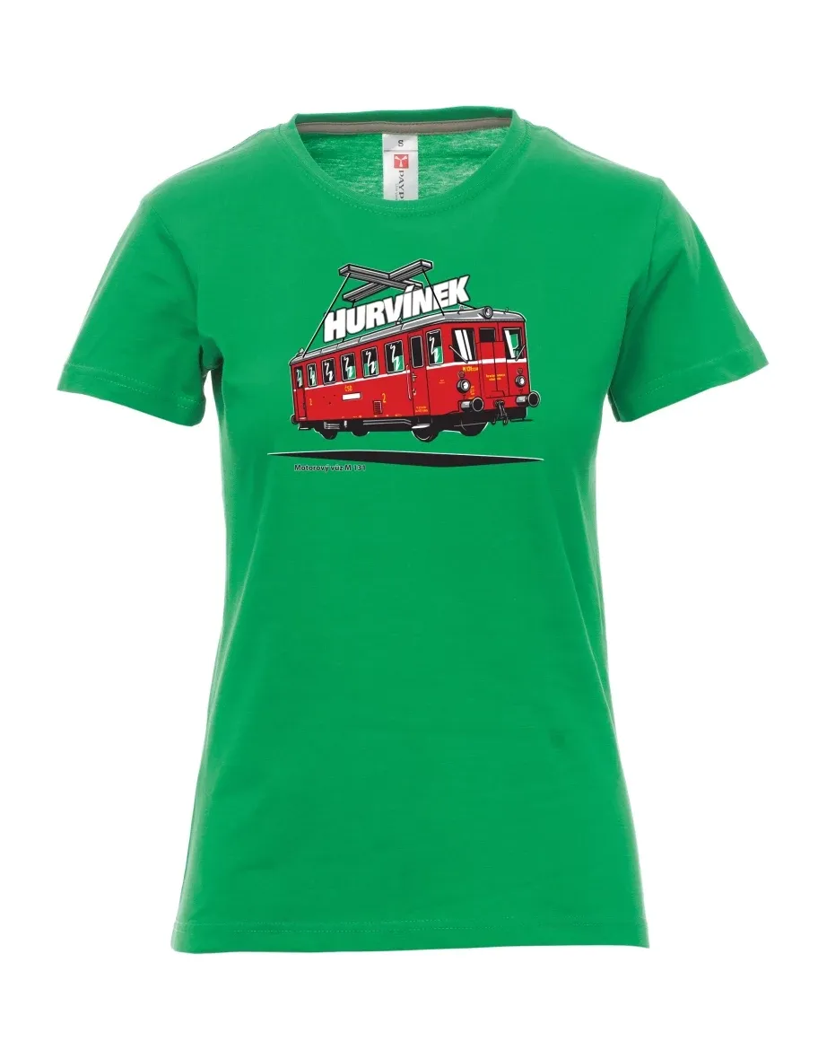Damski t-shirt zielony Wagon silnikowy M 131 „Hurvínek“