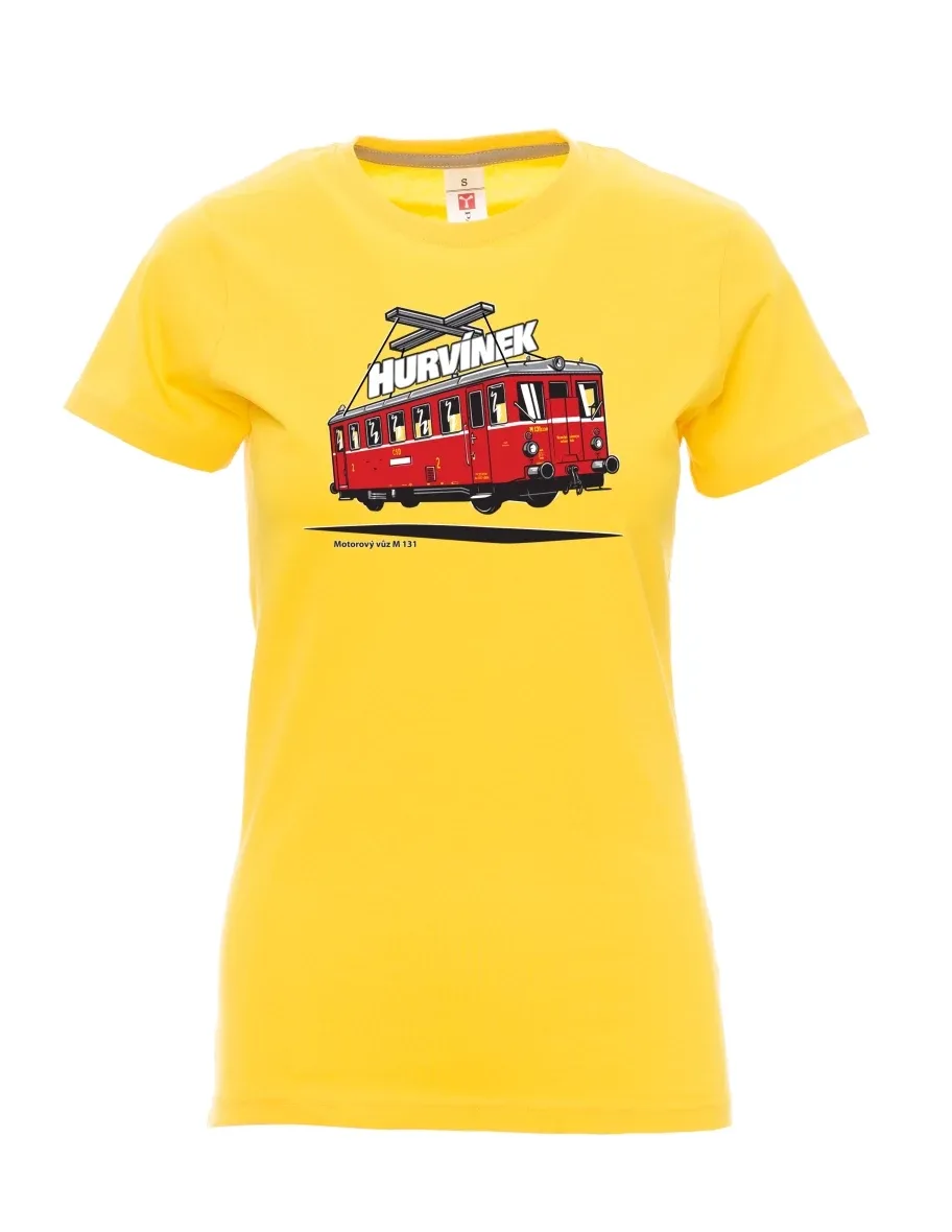 Damski t-shirt żółty Wagon silnikowy M 131 „Hurvínek“