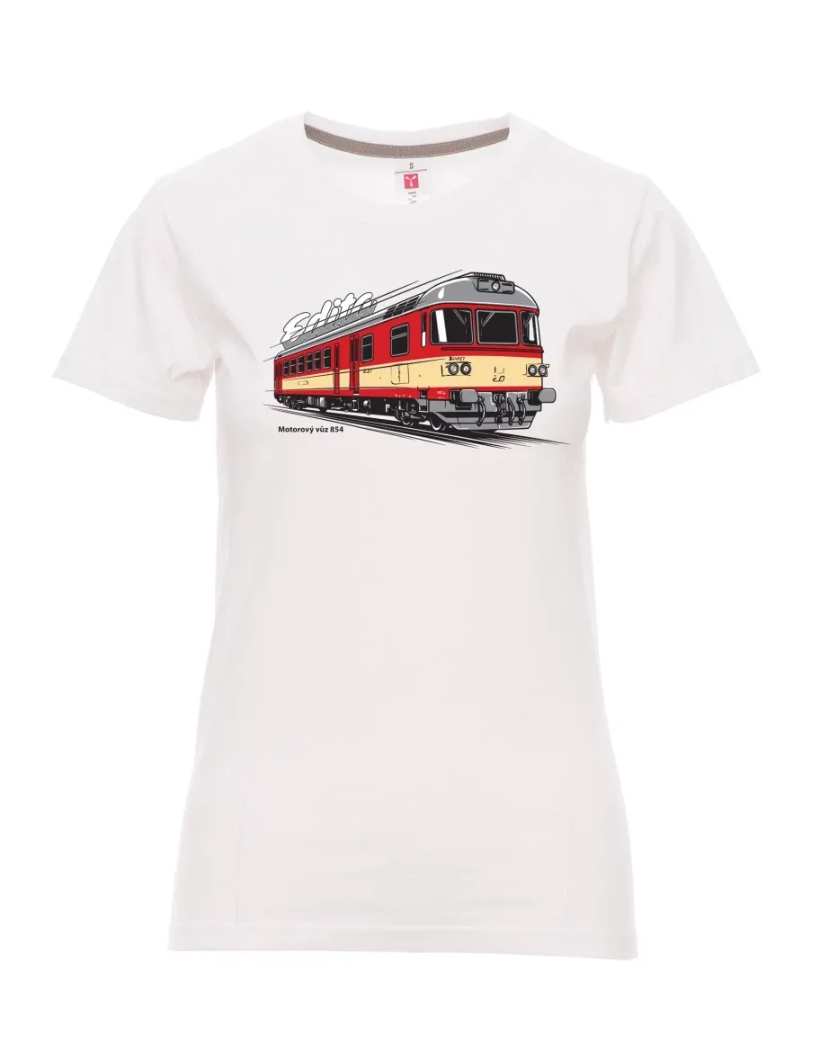 Damski t-shirt biały Wagon silnikowy 854
