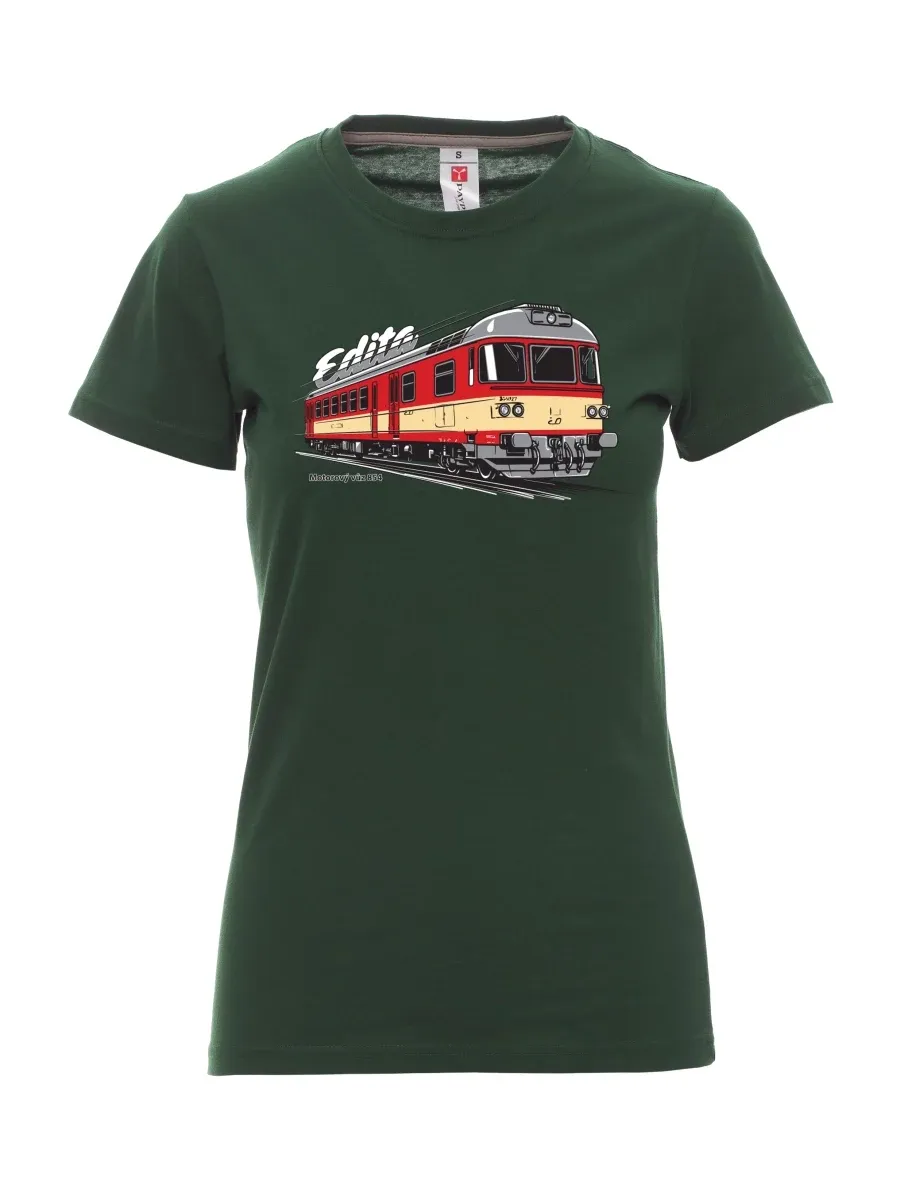 Damski t-shirt ciemnozielony Wagon silnikowy 854