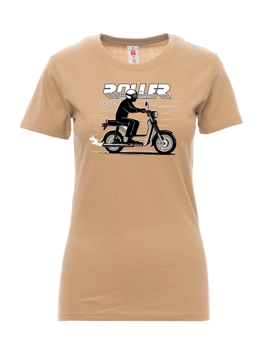 Damski t-shirt brązowy Skuter SR 50/1 Roller