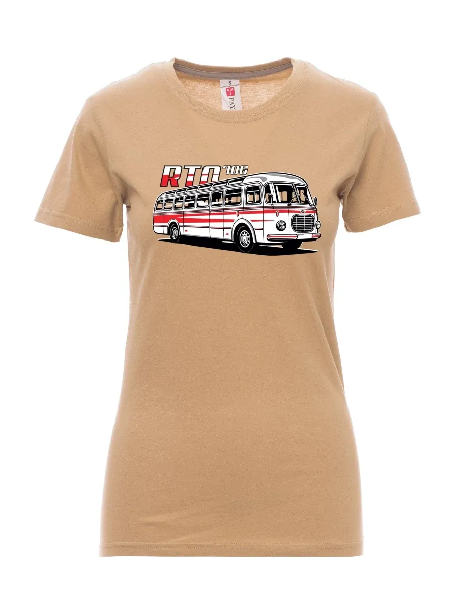 Damski t-shirt brązowy Autobus RTO 706