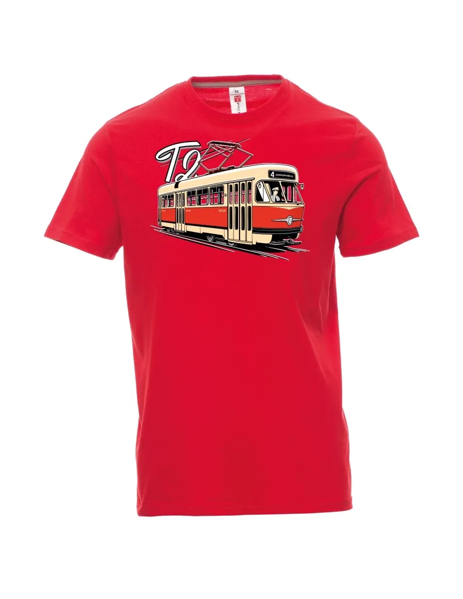 Męski t-shirt czerwony Tramwaj T2
