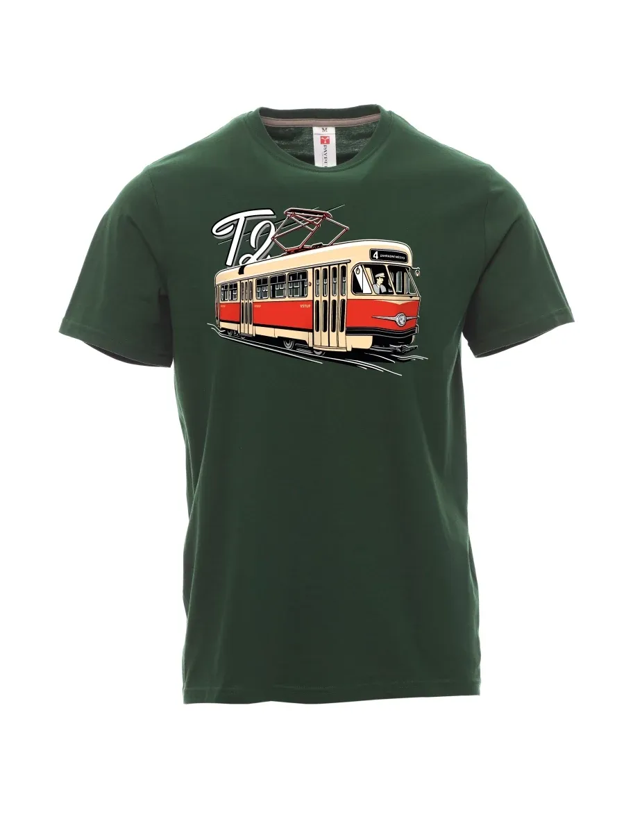 Męski t-shirt ciemnozielony Tramwaj T2