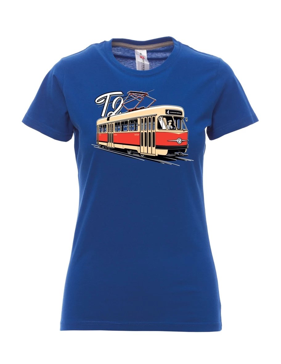 Damski t-shirt królewski niebieski Tramwaj T2