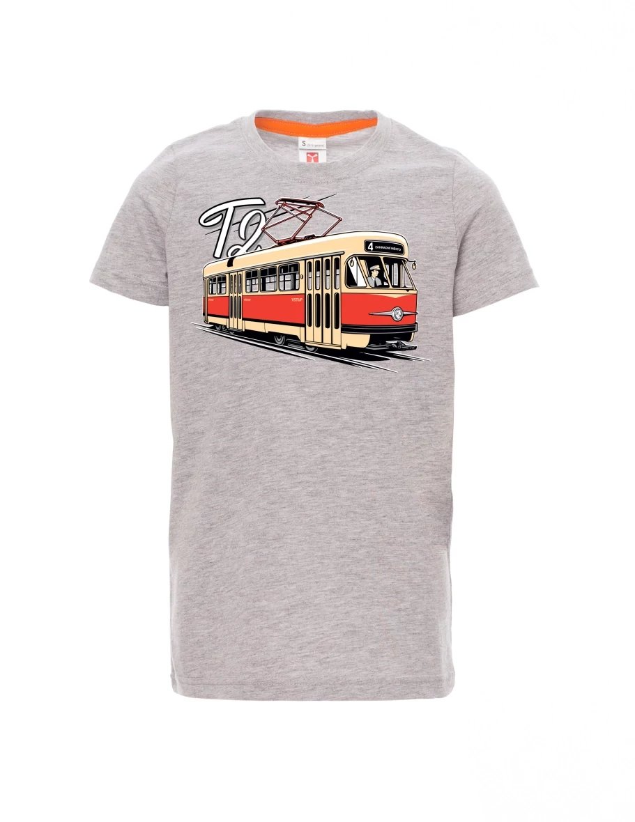 Dziecięcy t-shirt szary melange Tramwaj T2