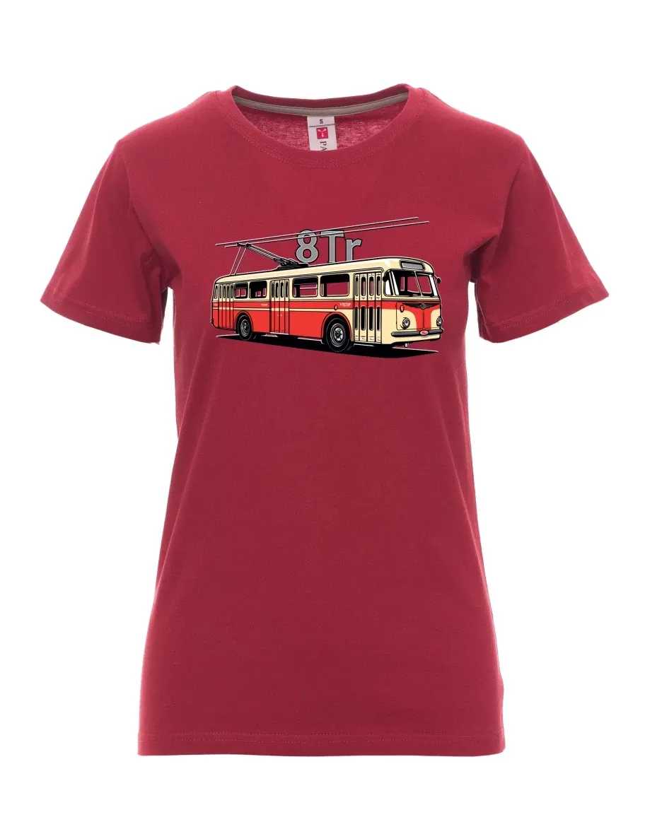 Damski t-shirt bordowy Trolejbus 8Tr