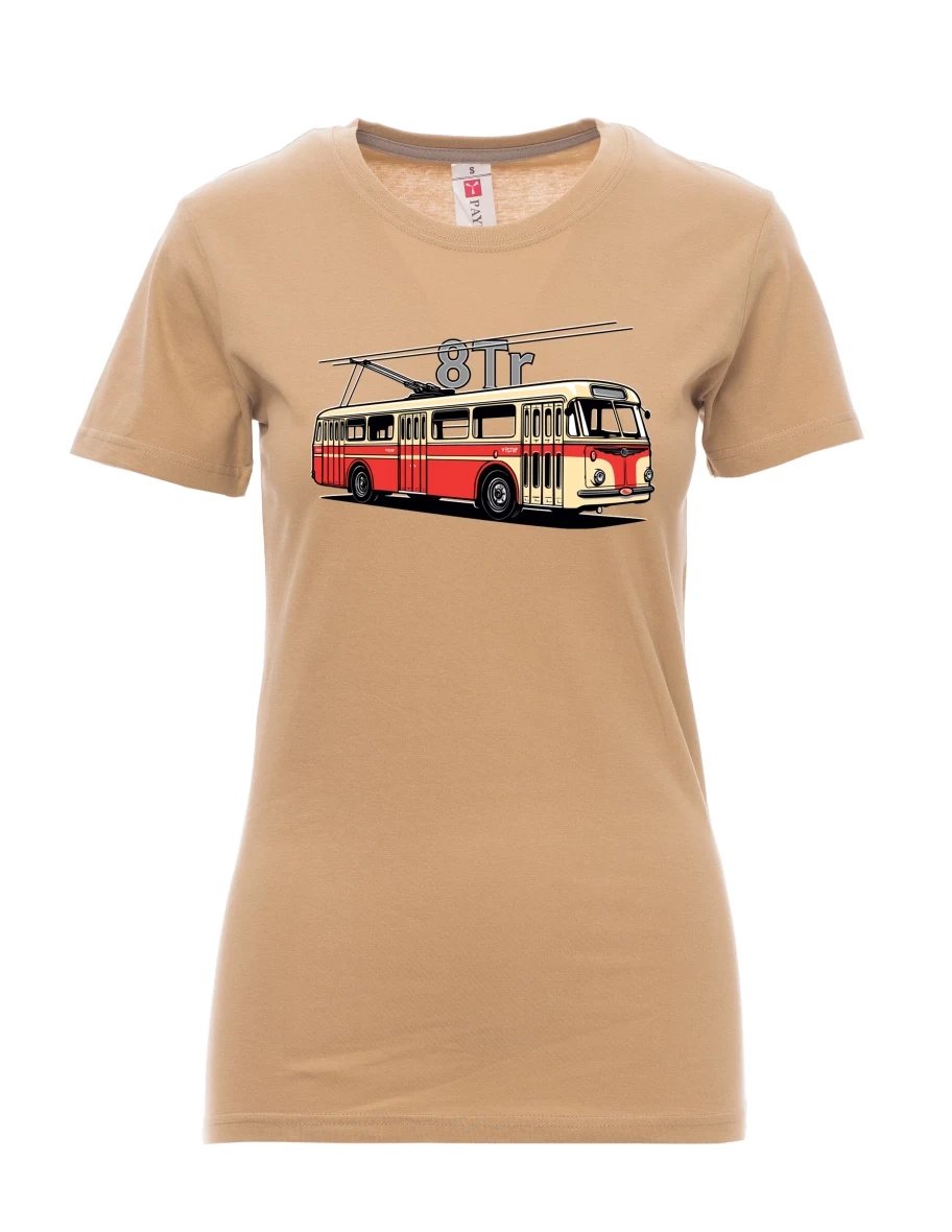 Damski t-shirt brązowy Trolejbus 8Tr