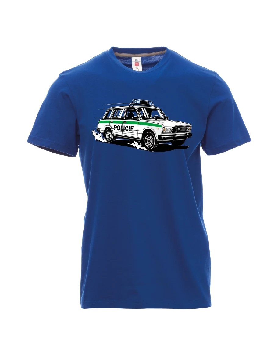 Męski t-shirt niebieski Samochód VAZ 2104 POLICJA