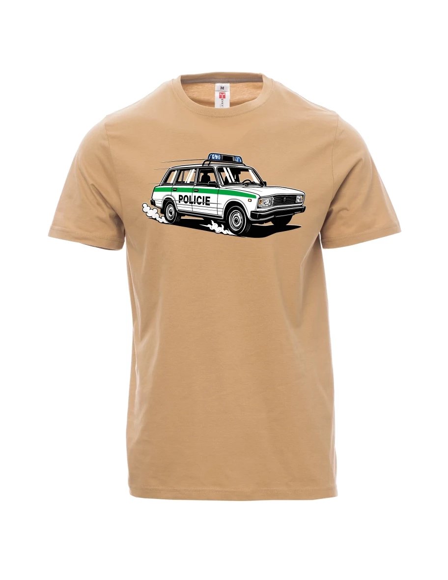 Męski t-shirt brązowy Samochód VAZ 2104 POLICJA