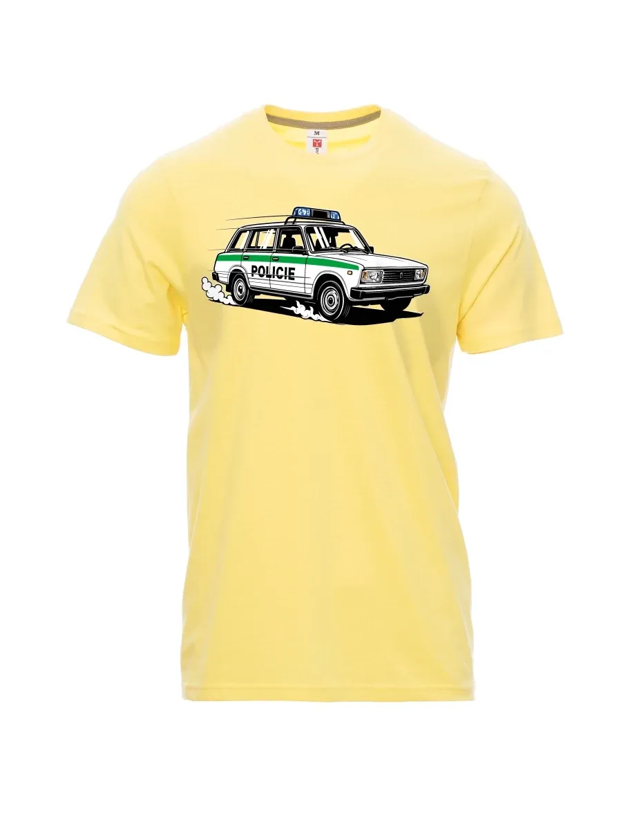 Męski t-shirt jasny zółty Samochód VAZ 2104 POLICJA
