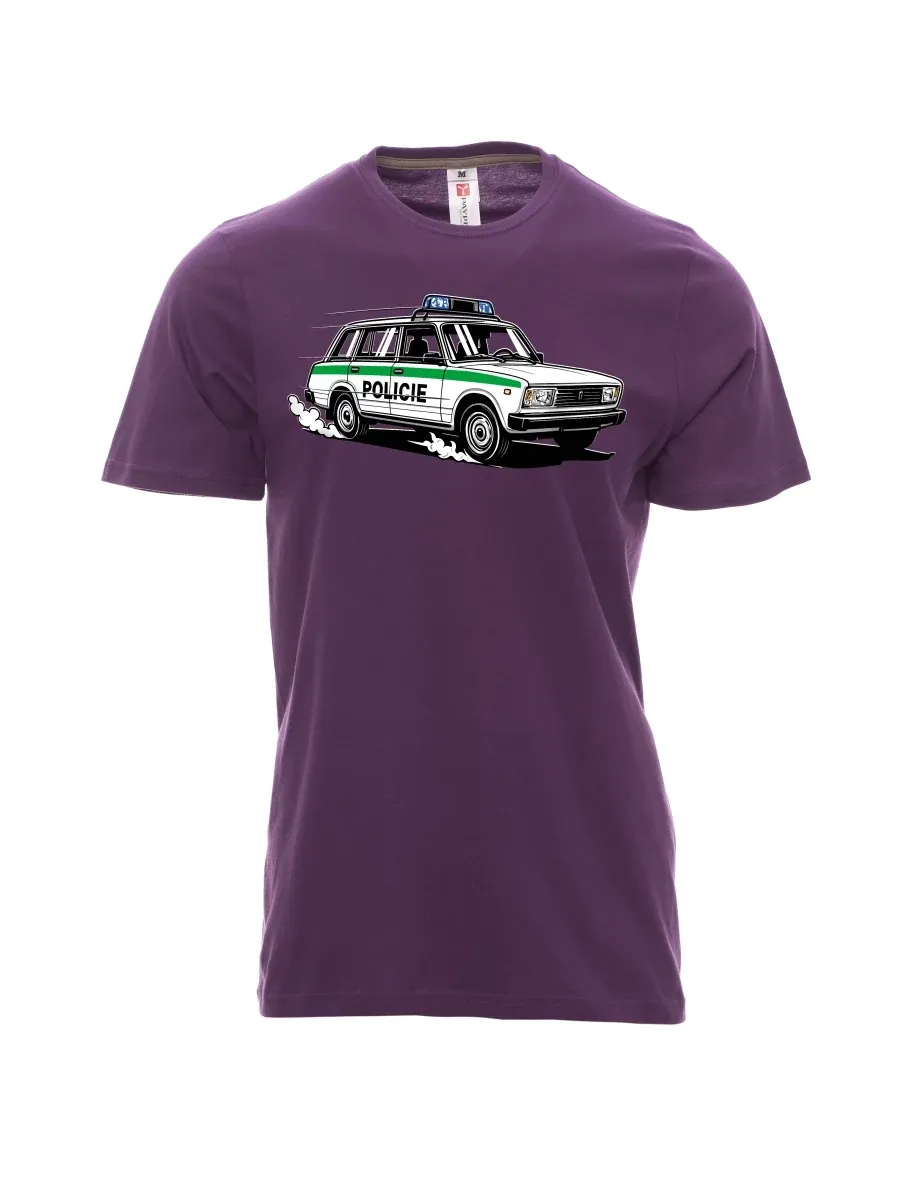 Męski t-shirt purpurowy Samochód VAZ 2104 POLICJA