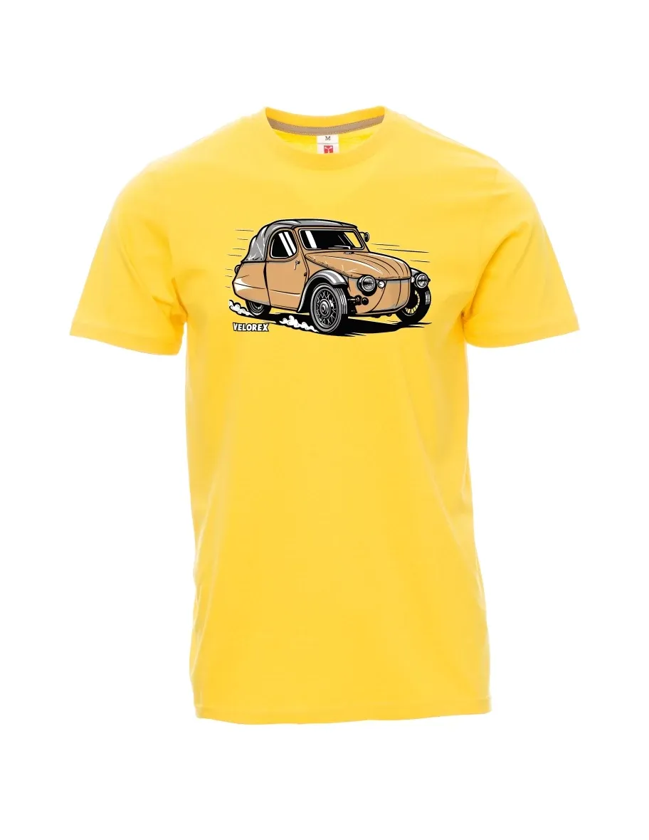 Męski t-shirt żółty Samochód Velorex