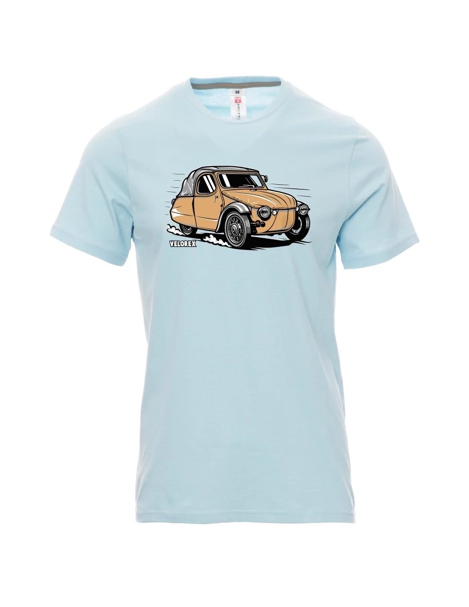 Męski t-shirt jasno niebieski Samochód Velorex