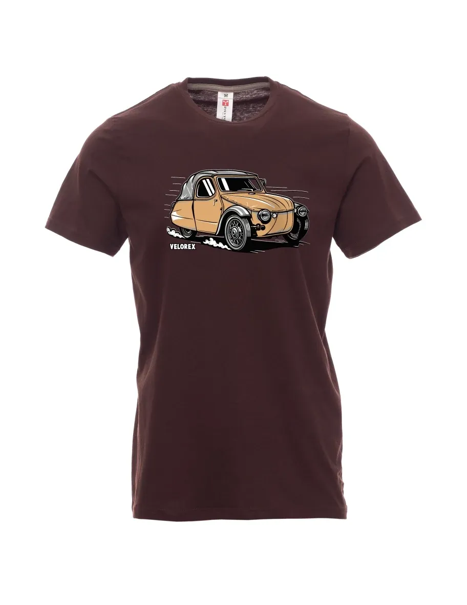 Męski t-shirt ciemny brąz Samochód Velorex