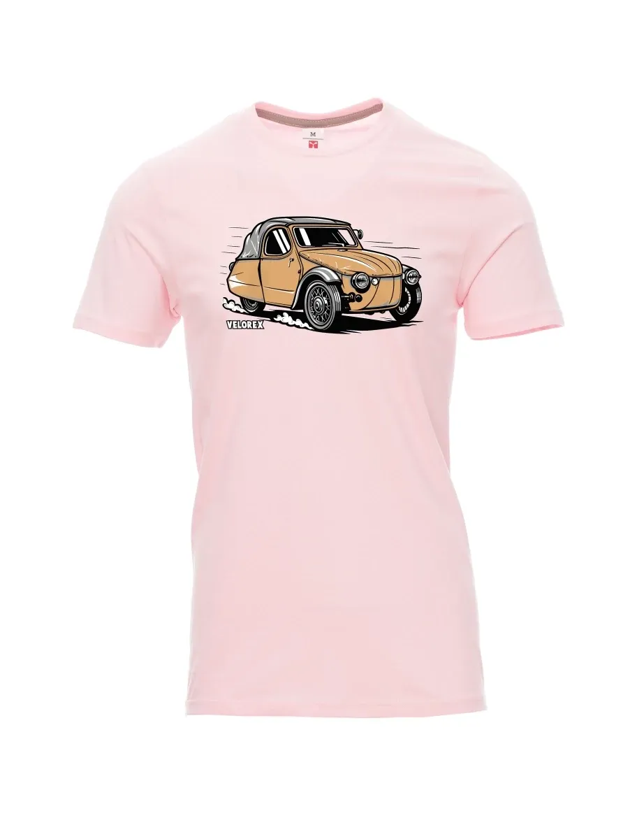 Męski t-shirt jasnoróżowy Samochód Velorex