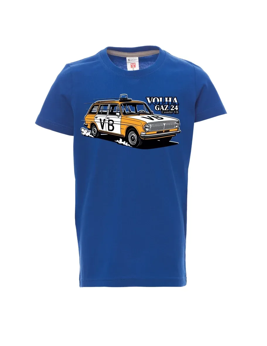 Dziecięcy t-shirt niebieski Samochód Wołga GAZ 24 VB