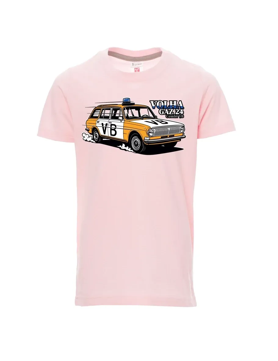 Dziecięcy t-shirt jasno różowy Samochód Wołga GAZ 24 VB