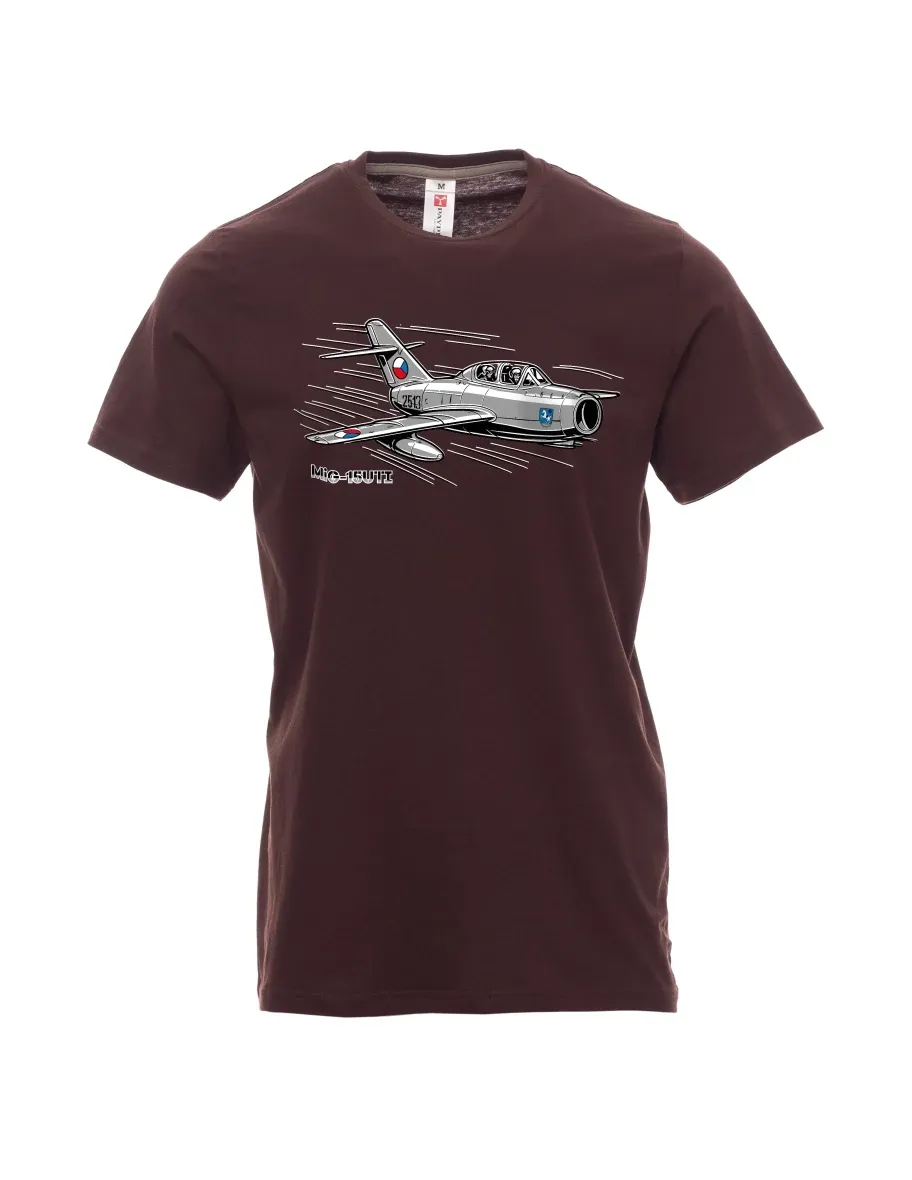 Męski t-shirt ciemny brąz Samolot MiG-15UTI