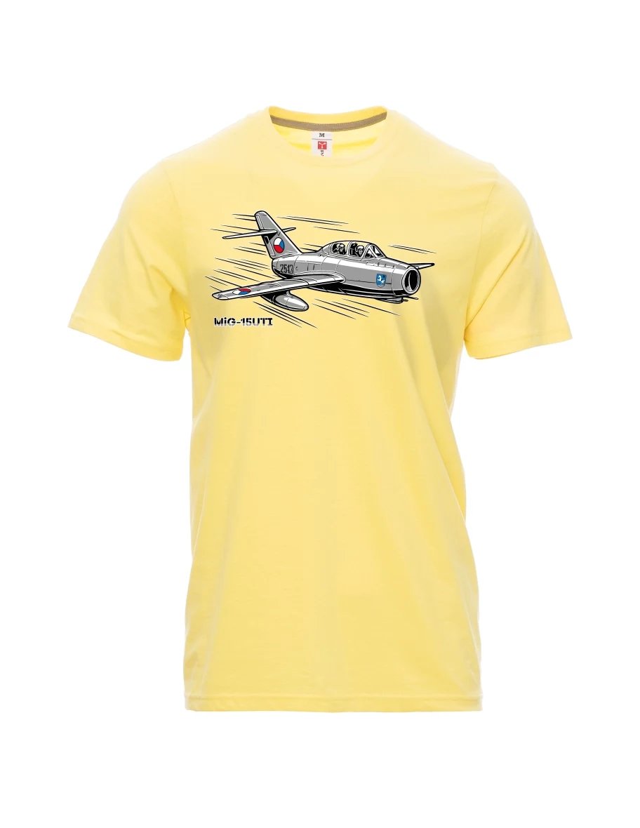 Męski t-shirt jasny zółty Samolot MiG-15UTI