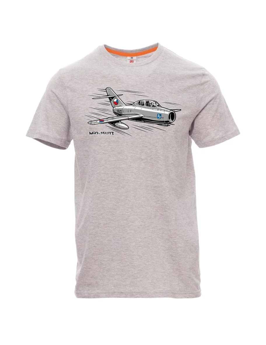 Męski t-shirt szary melanż Samolot MiG-15UTI