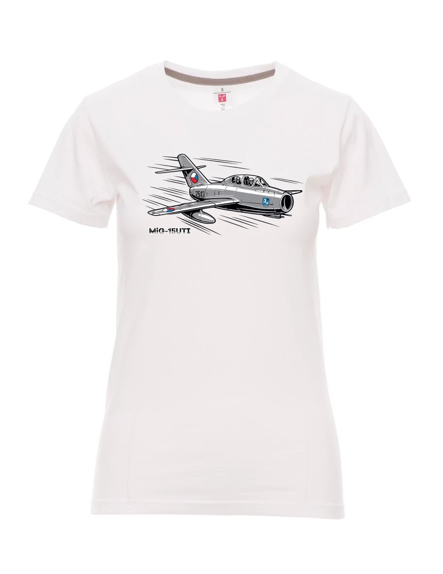 Damski t-shirt biały Samolot MiG-15UTI