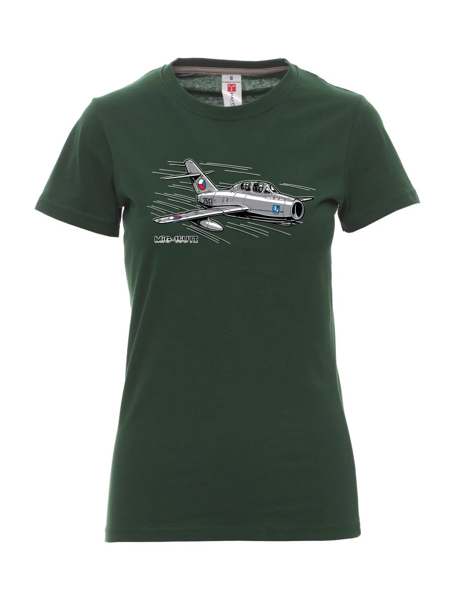 Damski t-shirt ciemnozielony Samolot MiG-15UTI