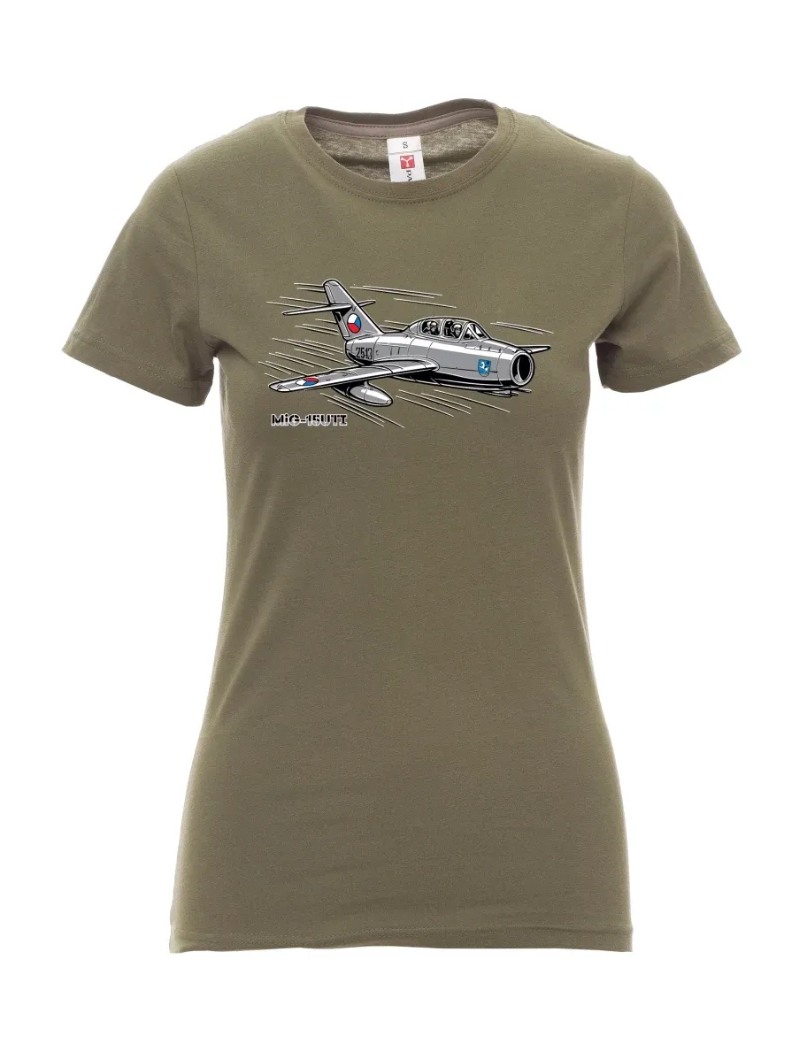 Damski t-shirt khaki Samolot MiG-15UTI