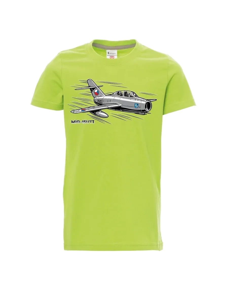 Dziecięcy t-shirt jasno zielony Samolot MiG-15UTI