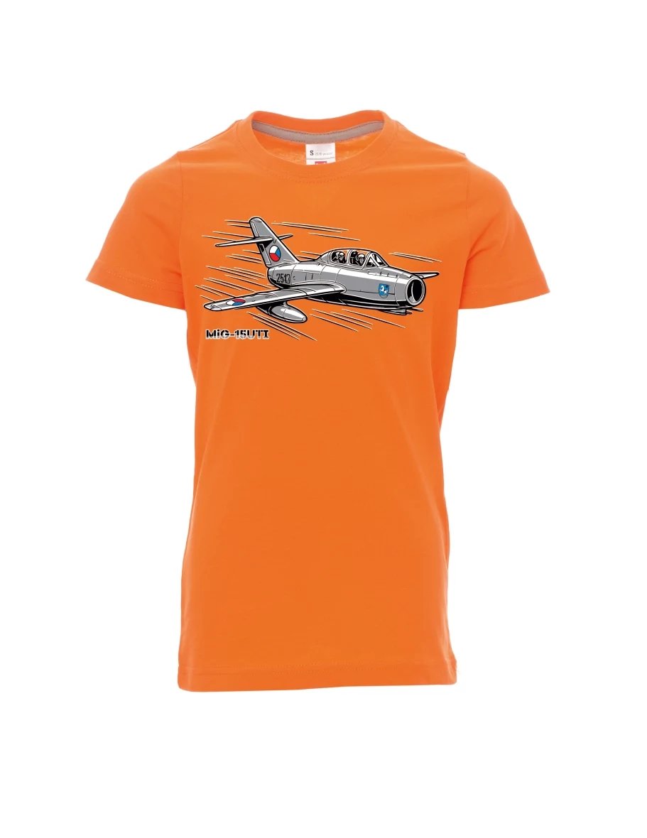 Dziecięcy t-shirt pomarańczowy Samolot MiG-15UTI