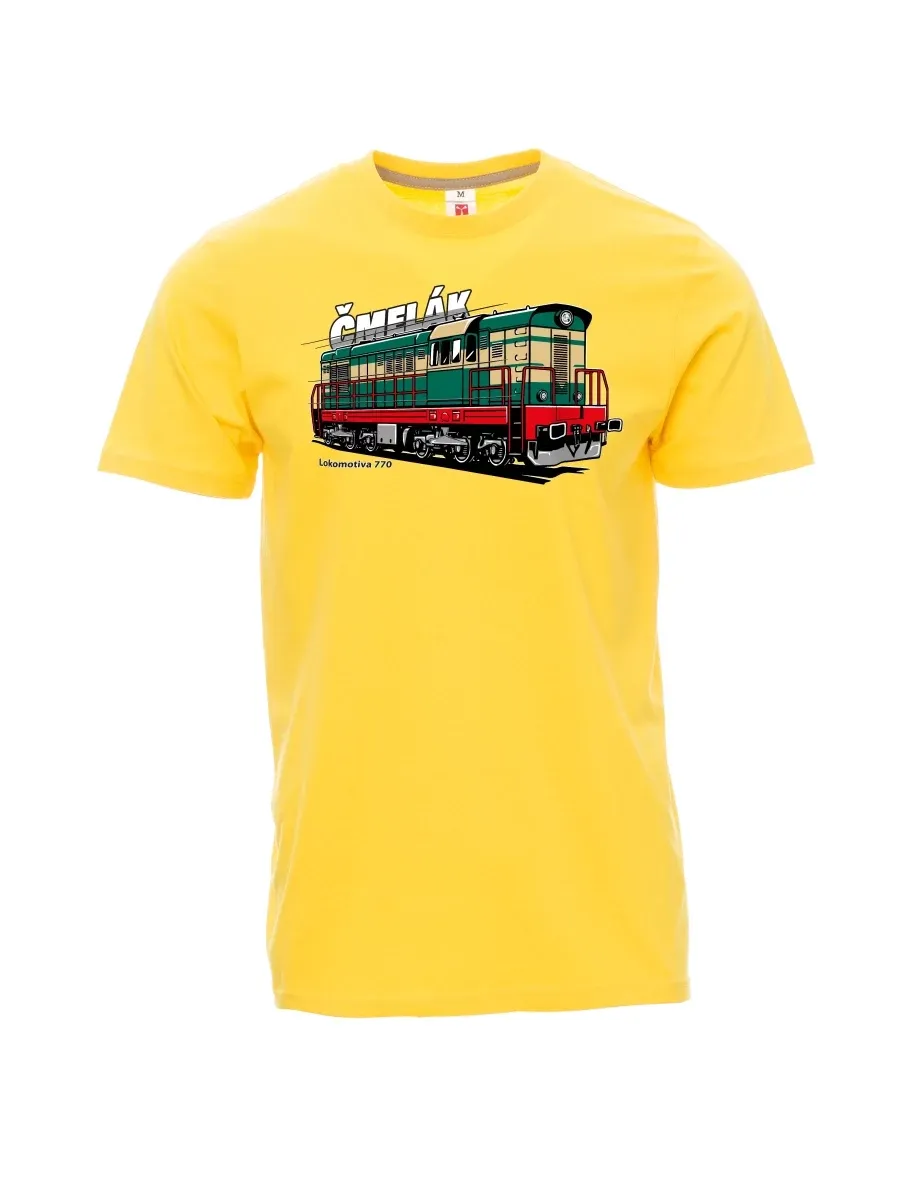 Męski t-shirt żółty Lokomotywa 770 „Čmelák“