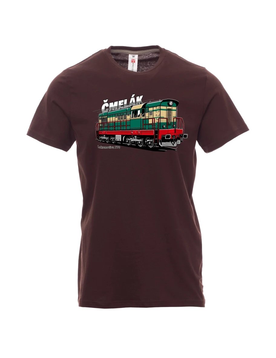 Męski t-shirt ciemny brąz Lokomotywa 770 „Čmelák“