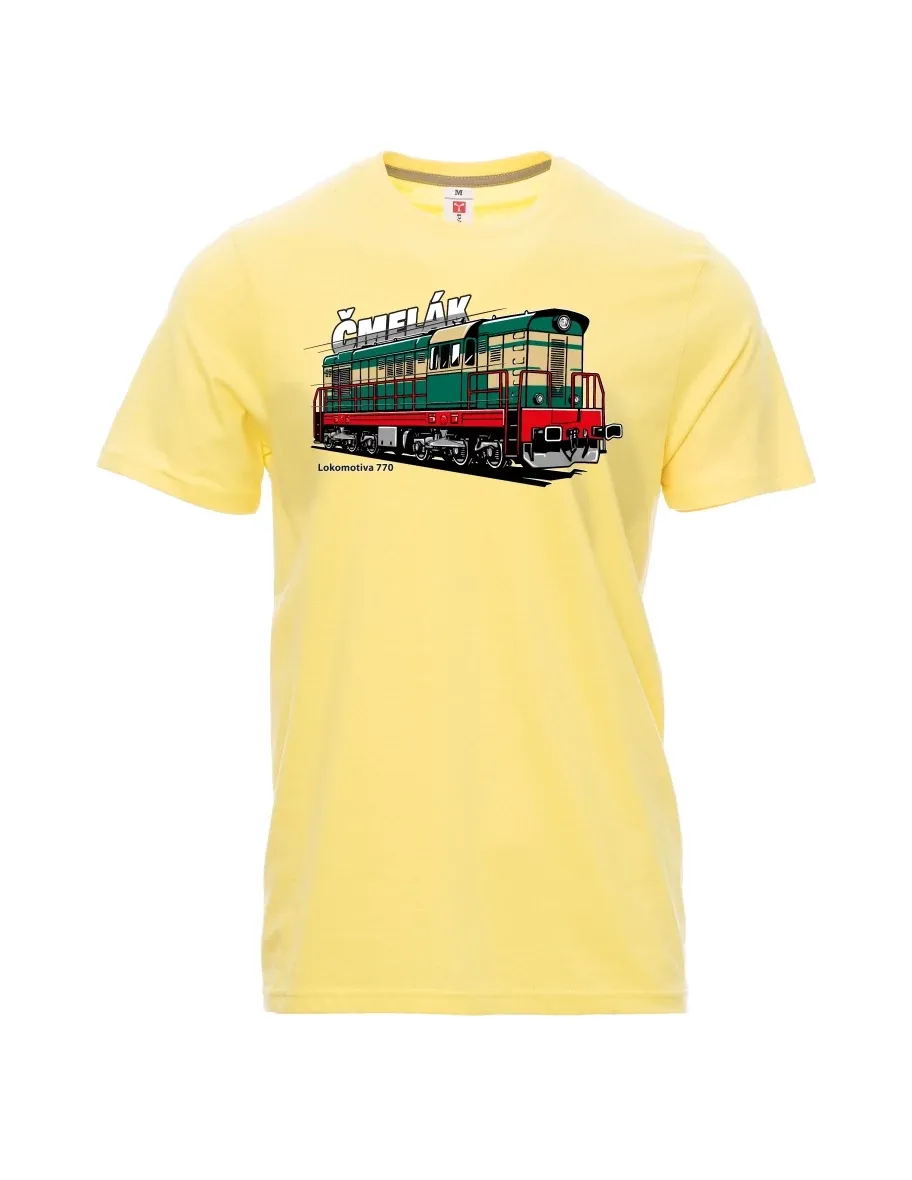 Męski t-shirt jasny zółty Lokomotywa 770 „Čmelák“
