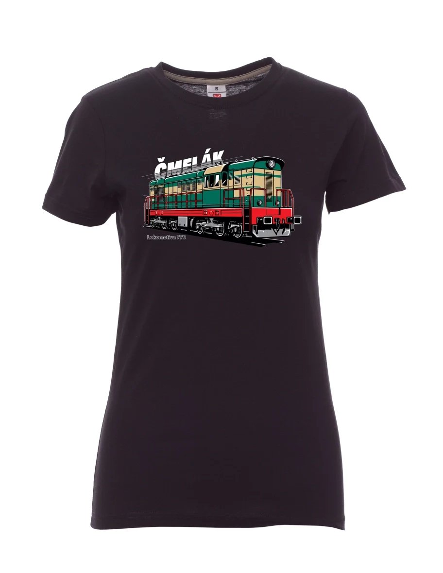 Damski t-shirt czarny Lokomotywa 770 „Čmelák“