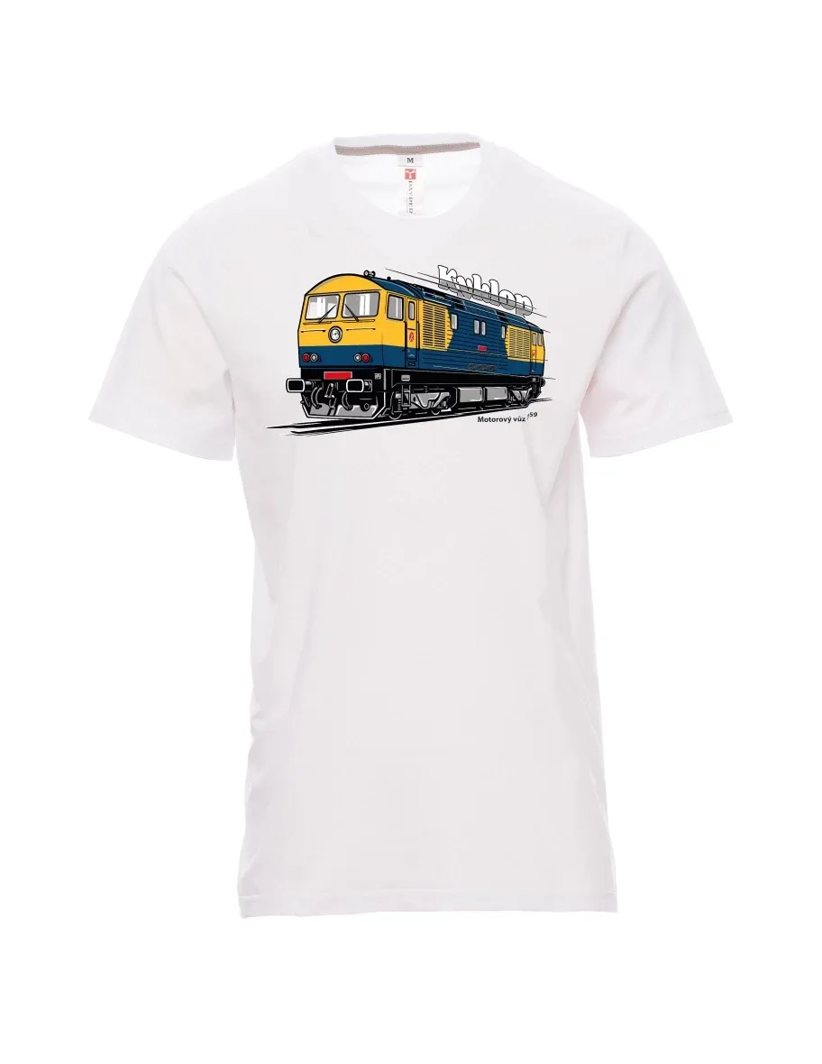Męski t-shirt biały Wagon silnikowy 759 „Kyklop“