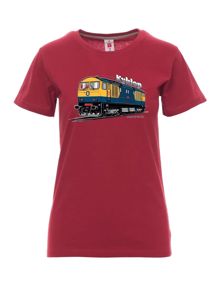 Damski t-shirt bordowy Wagon silnikowy 759 „Kyklop“