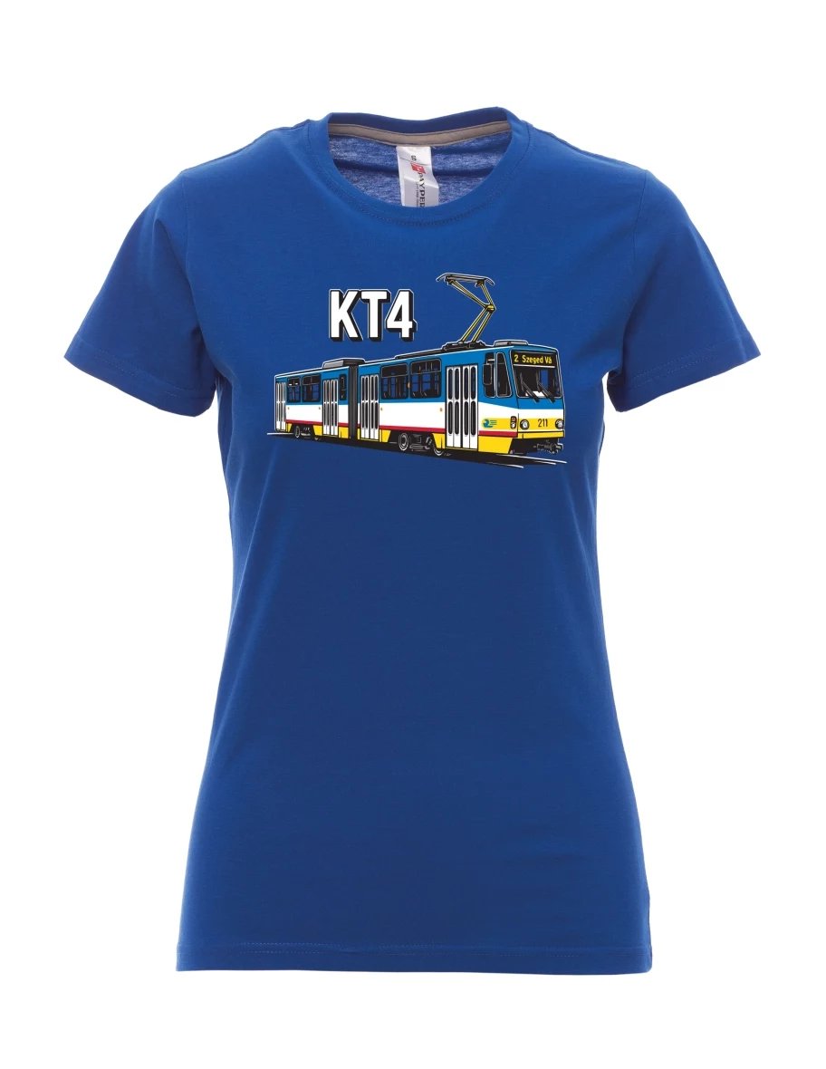 Damski t-shirt królewski niebieski Tramwaj KT4