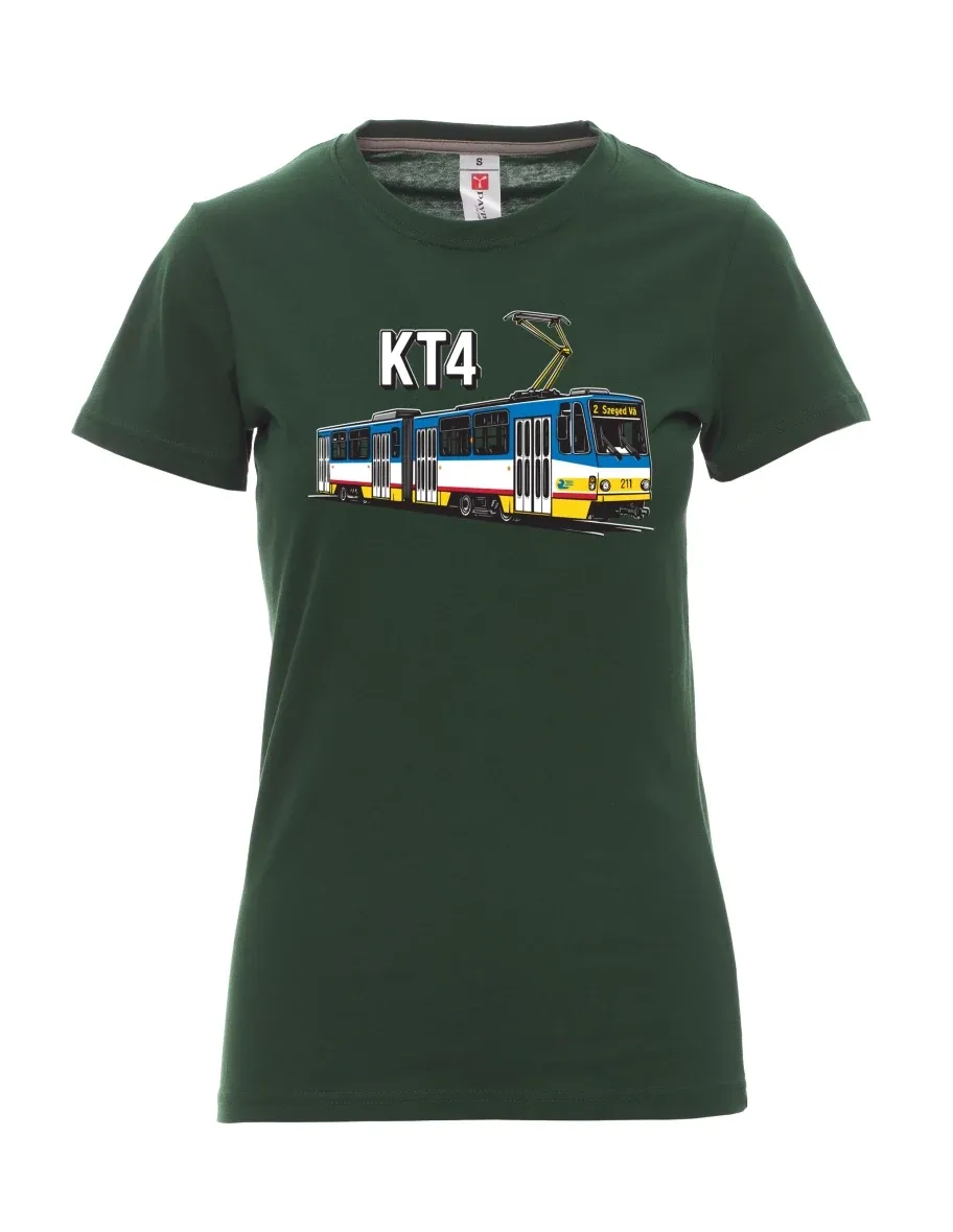 Damski t-shirt ciemnozielony Tramwaj KT4