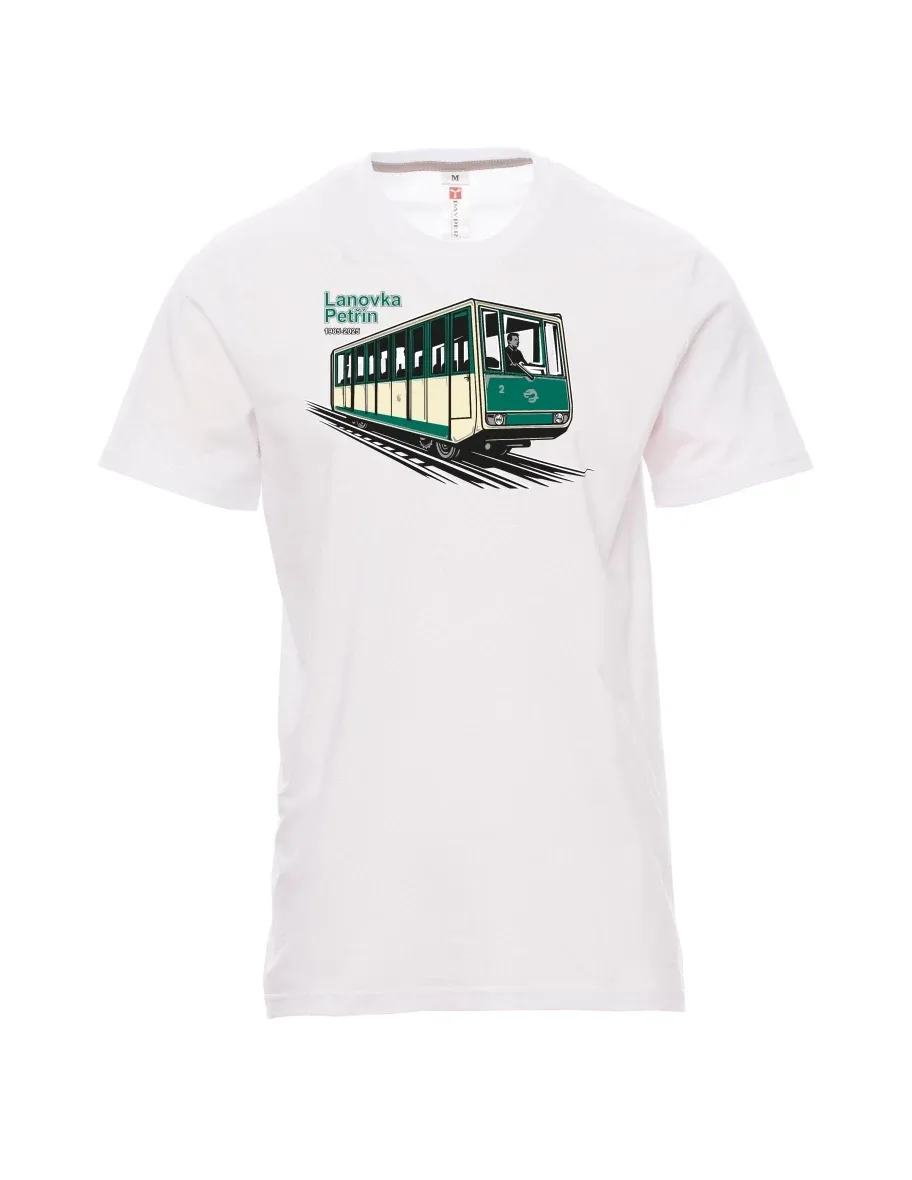 Męski t-shirt biały Kolejka linowa Petřín