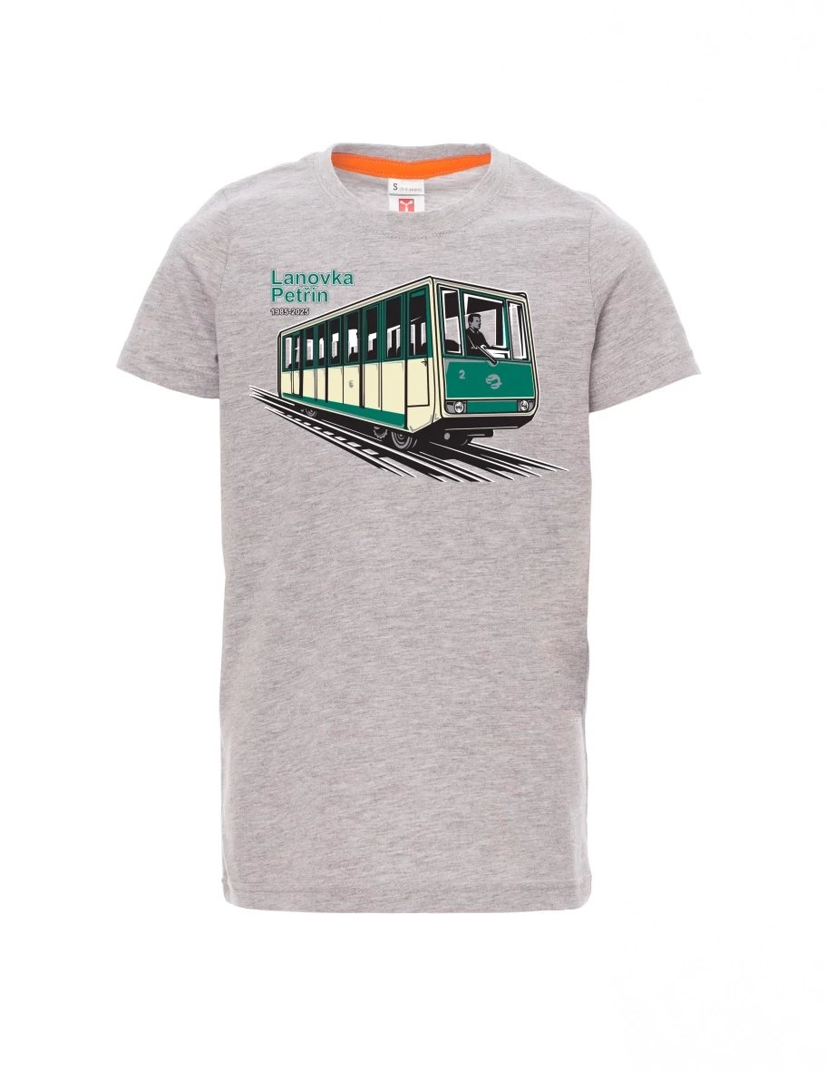 Dziecięcy t-shirt szary melange Kolejka linowa Petřín
