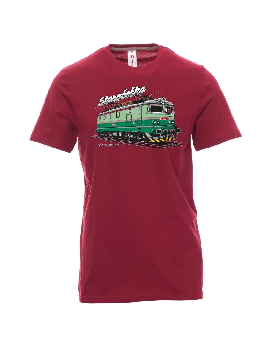 Męski t-shirt czerwony Lokomotywa 122 „Staročeška“