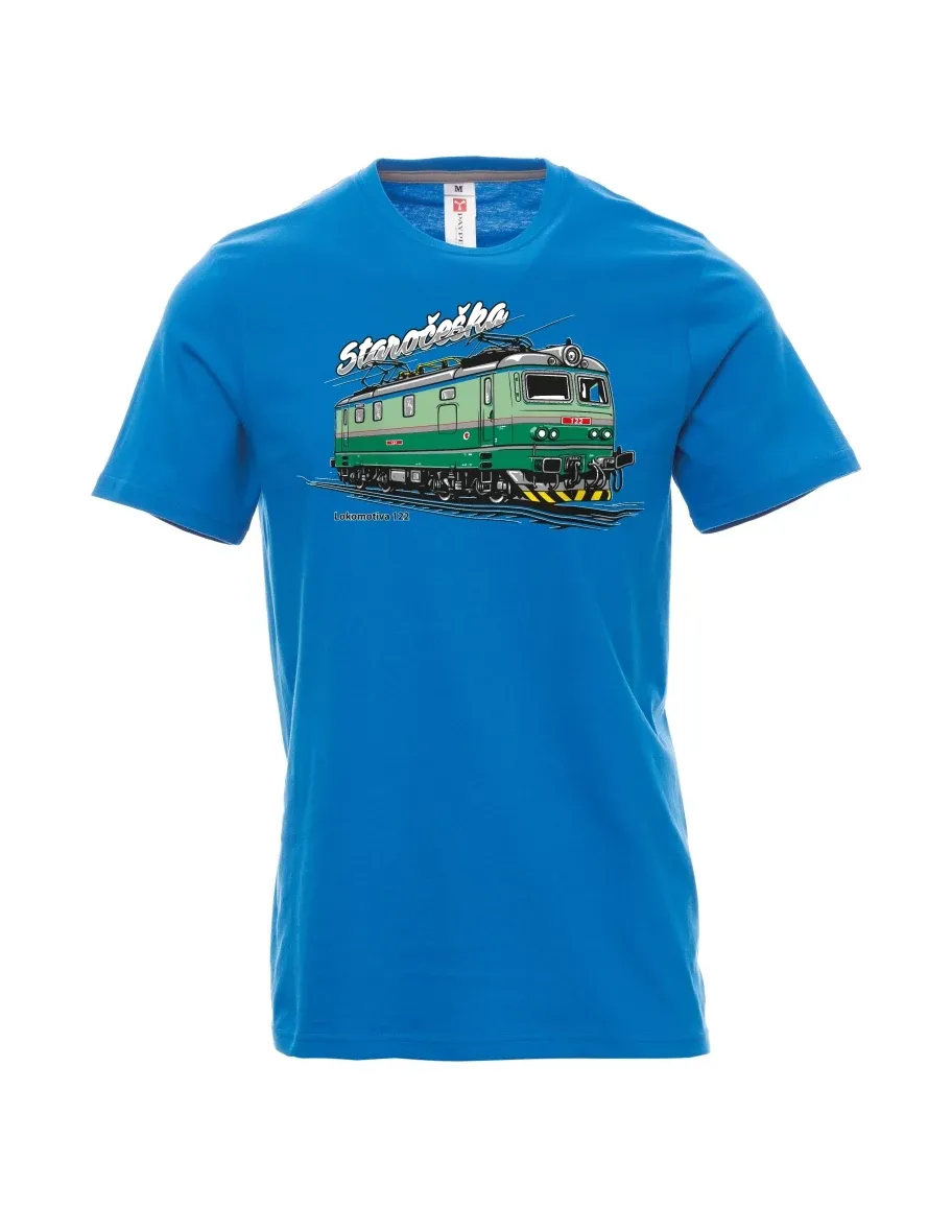 Męski t-shirt jasno niebieski Lokomotywa 122 „Staročeška“
