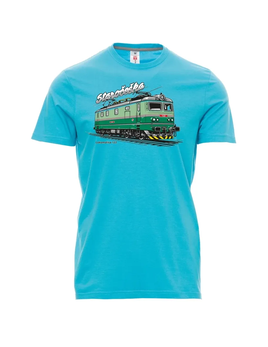 Męski t-shirt turkusowy Lokomotywa 122 „Staročeška“